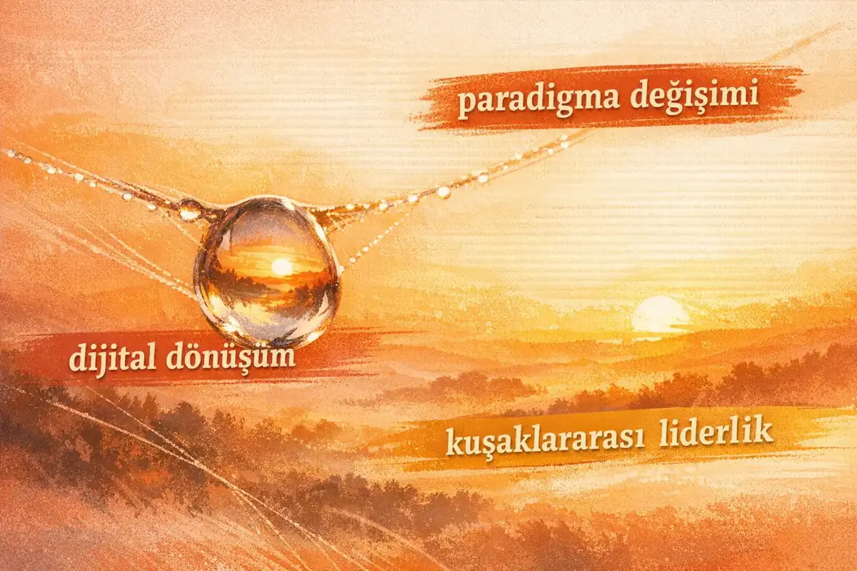 Çevik ve dijital liderlik becerilerinin gelişimini simgeleyen bir infografik